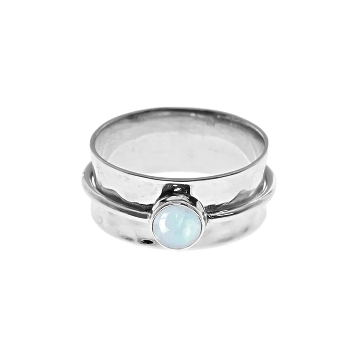 Flush Moonstone Spinner Ring Sterling Silver 925 Hallmarked Size K - T