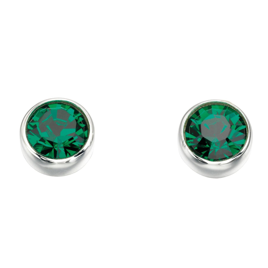 Engravable Solitaire Emerald Pendant and Earrings Set Solid Sterling Silver