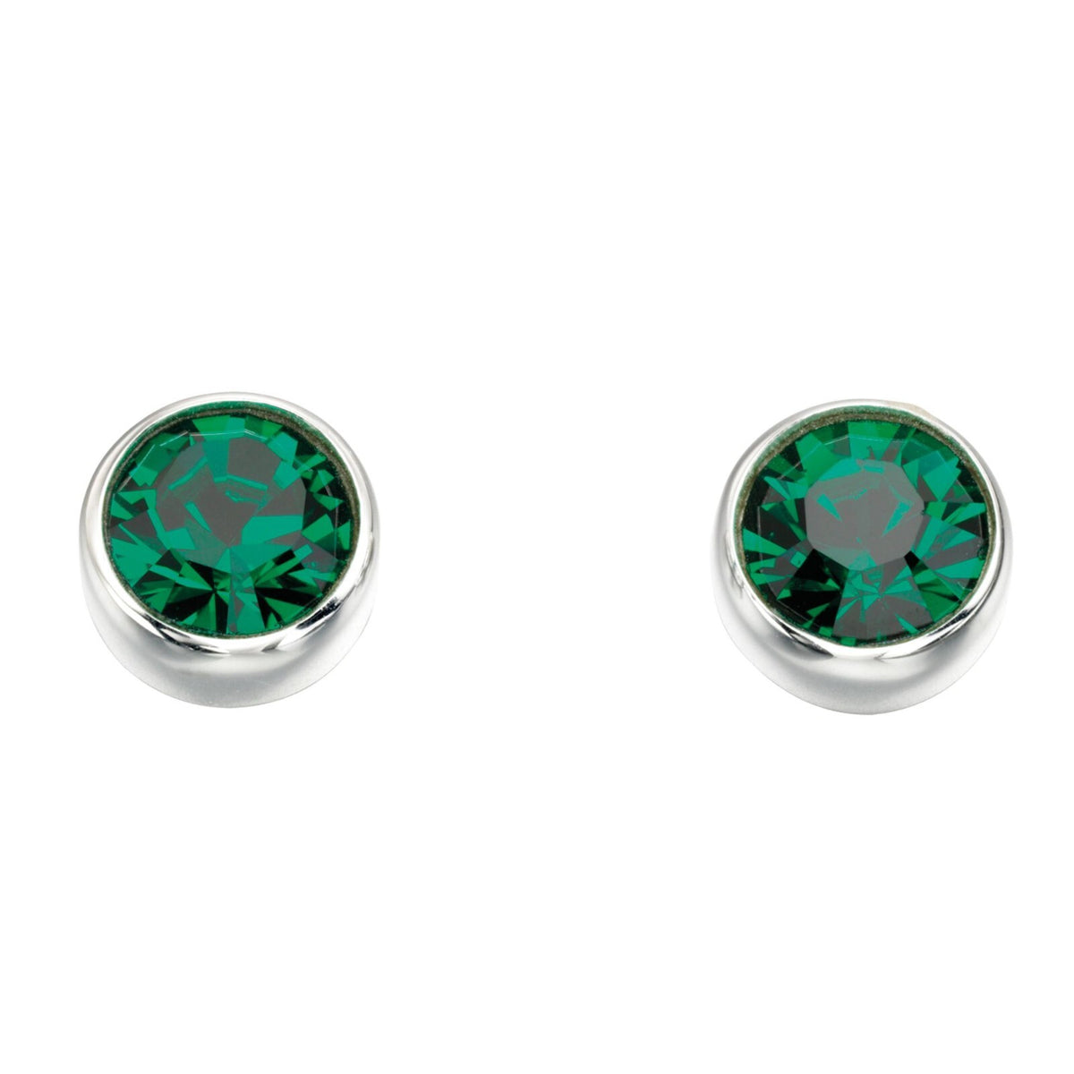Engravable Solitaire Emerald Pendant and Earrings Set Solid Sterling Silver