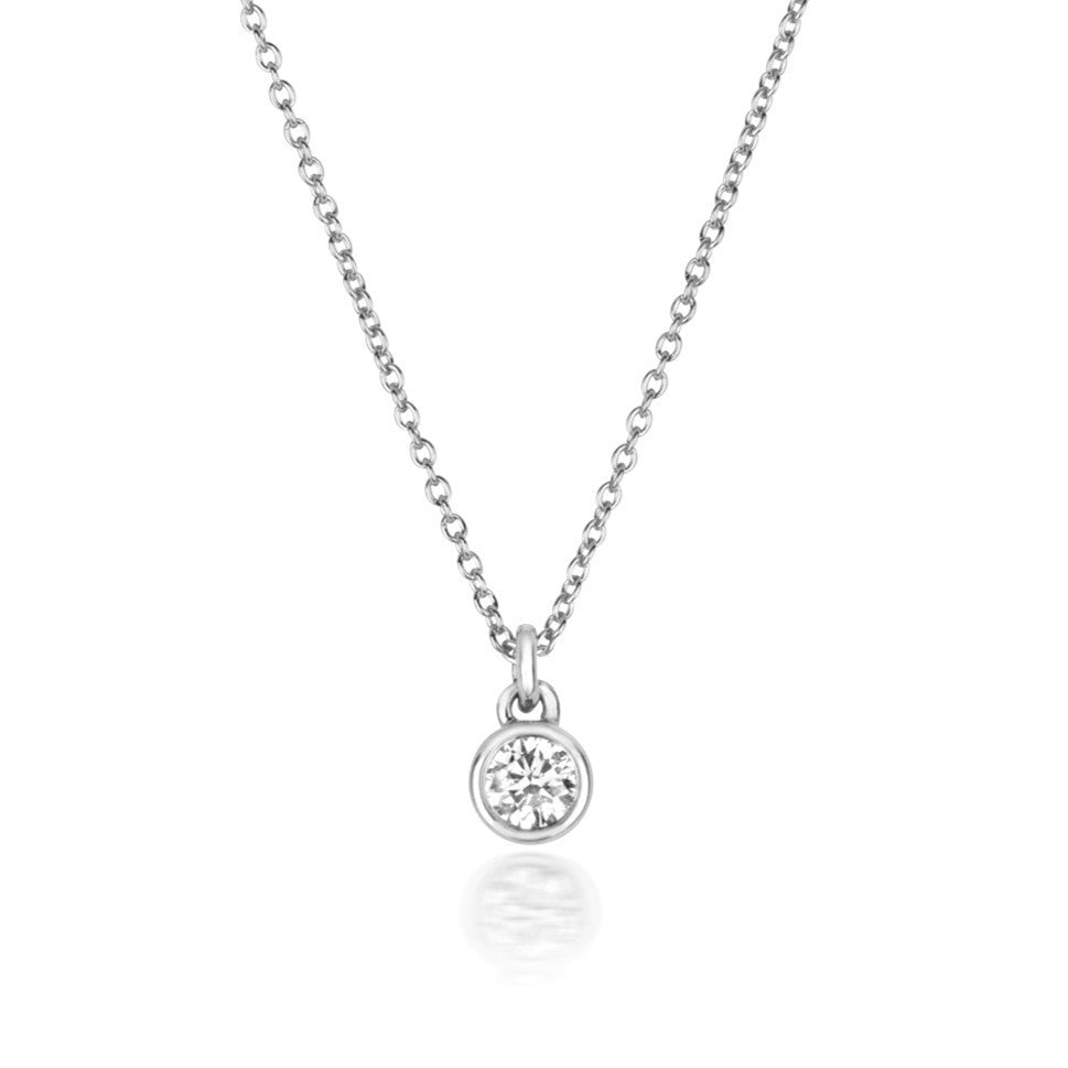 1 Natural Diamond Flush Necklace 18ct White Gold Hallmarked British Made