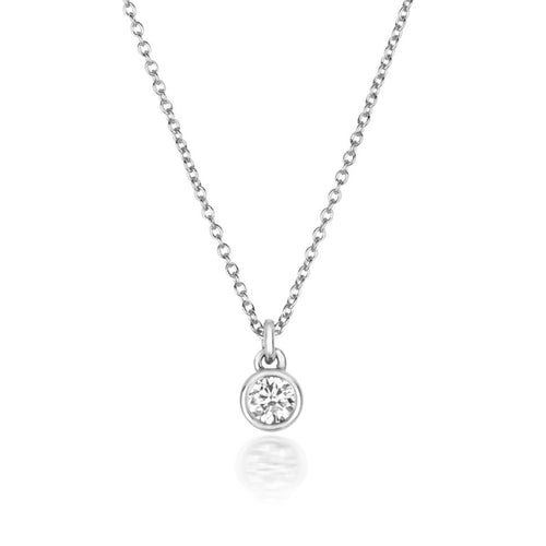 1 Natural Diamond Flush Necklace 18ct White Gold Hallmarked British Made
