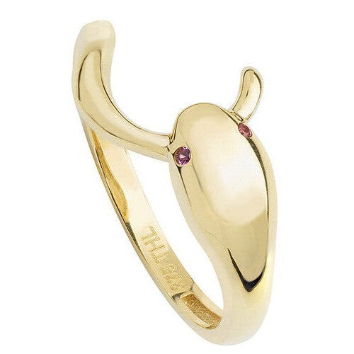 Amethyst Snake Ring 9ct Yellow Gold Hallmarked Sizes J - T British Made