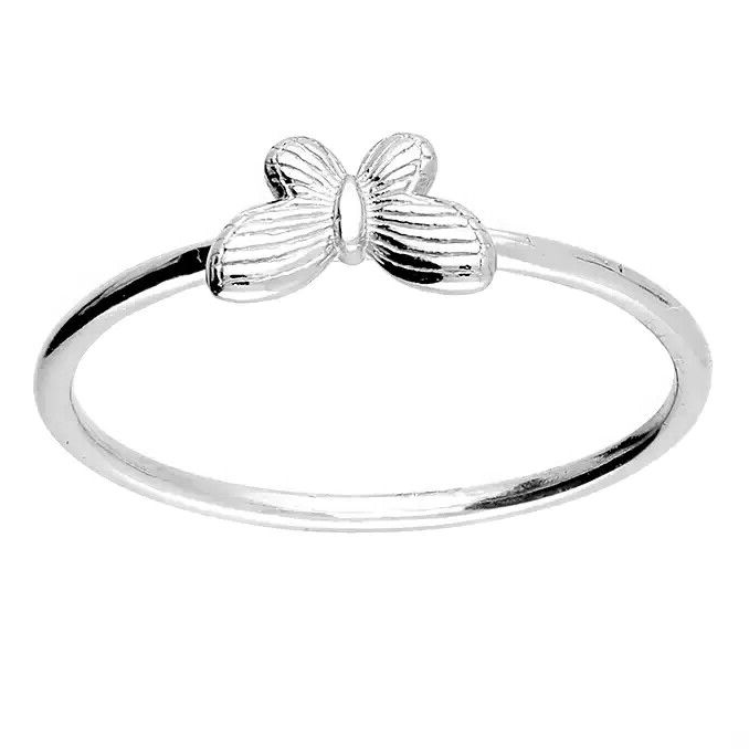 Textured Butterfly Ring Sterling Silver 925 Hallmarked British Made Size J - Q