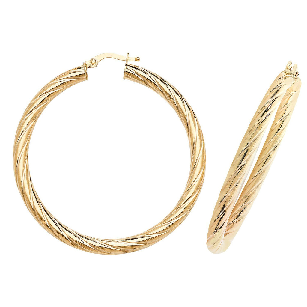 9ct Yellow Gold Woven Hoop Earrings 375 Hallmarked 10mm - 60mm Diameter