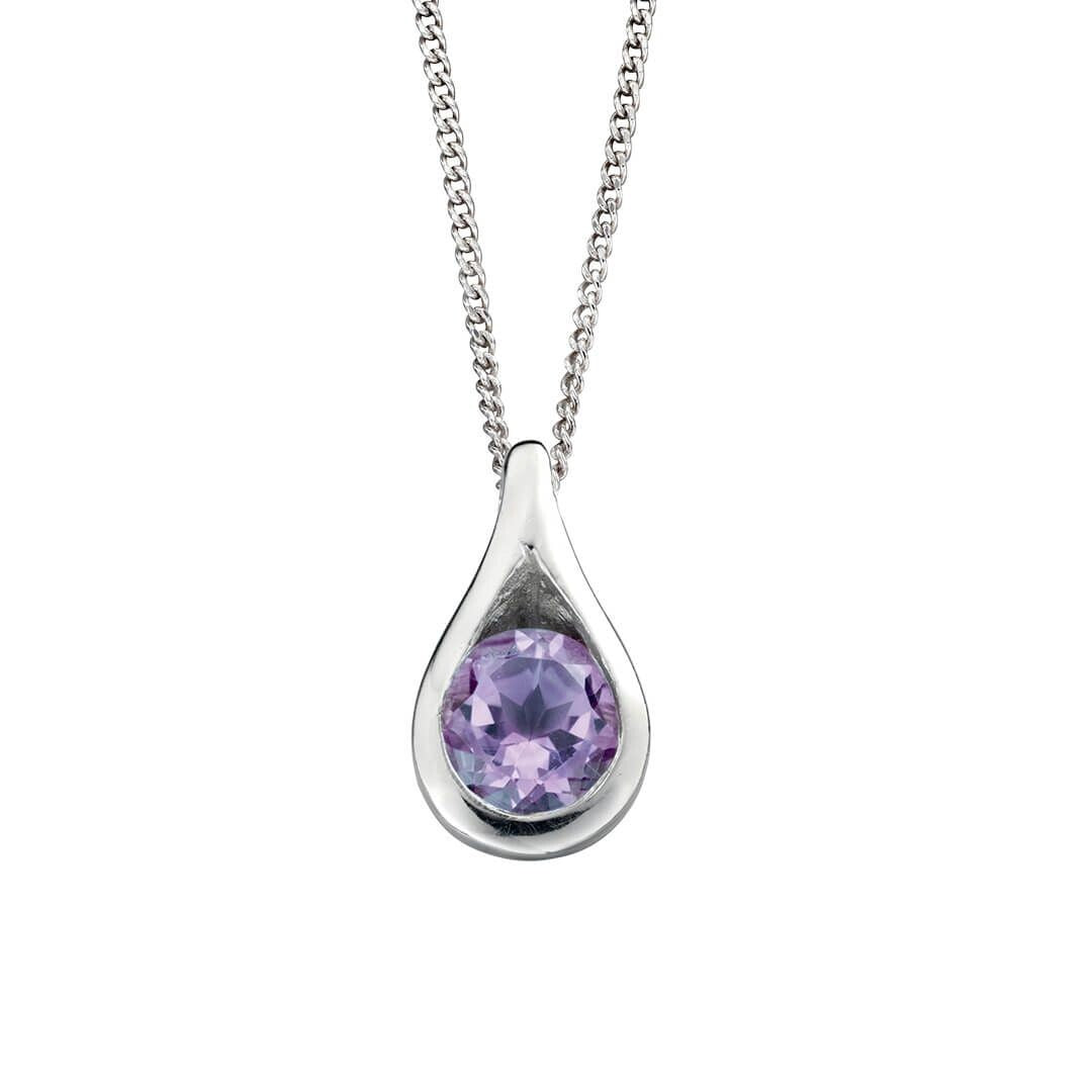 Amethyst Teardrop Pendant Sterling Silver 925 Hallmarked All Chain Lengths