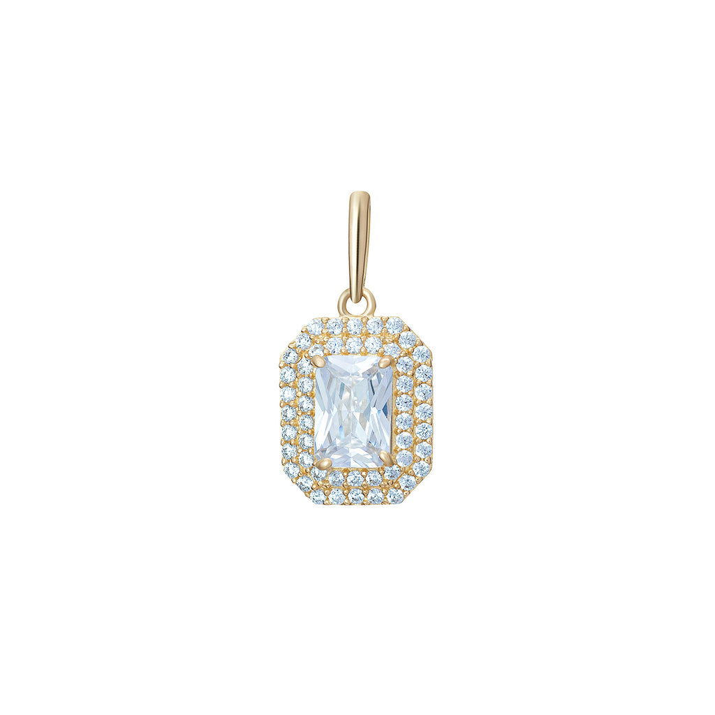 Yellow Gold Halo Gemstone Pendant 9ct Hallmarked British Made All Chain Lengths