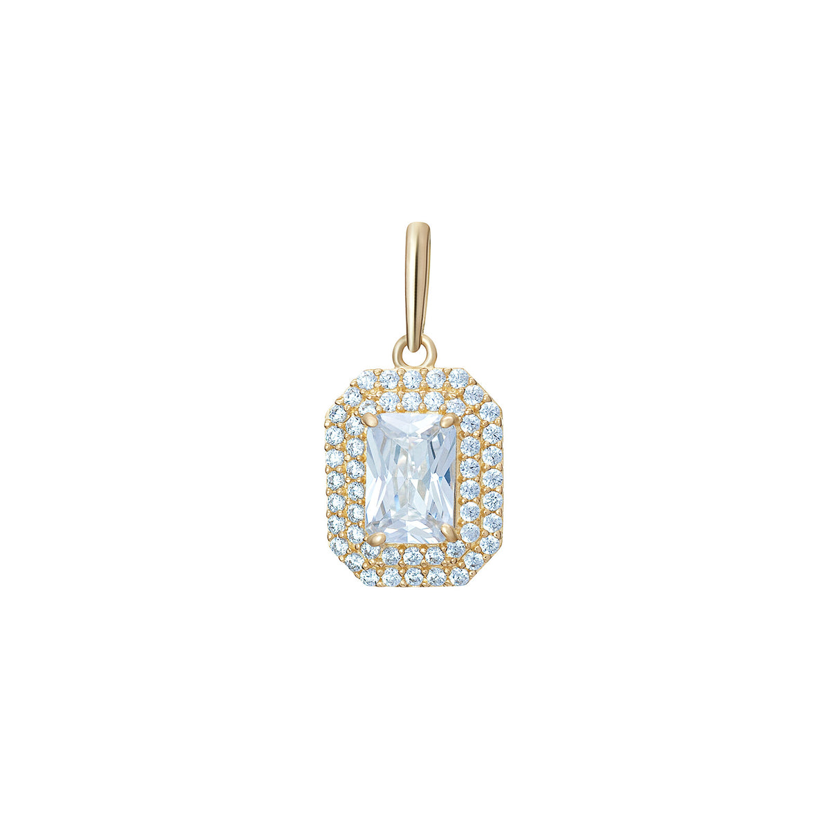 Yellow Gold Halo Gemstone Pendant 9ct Hallmarked British Made All Chain Lengths