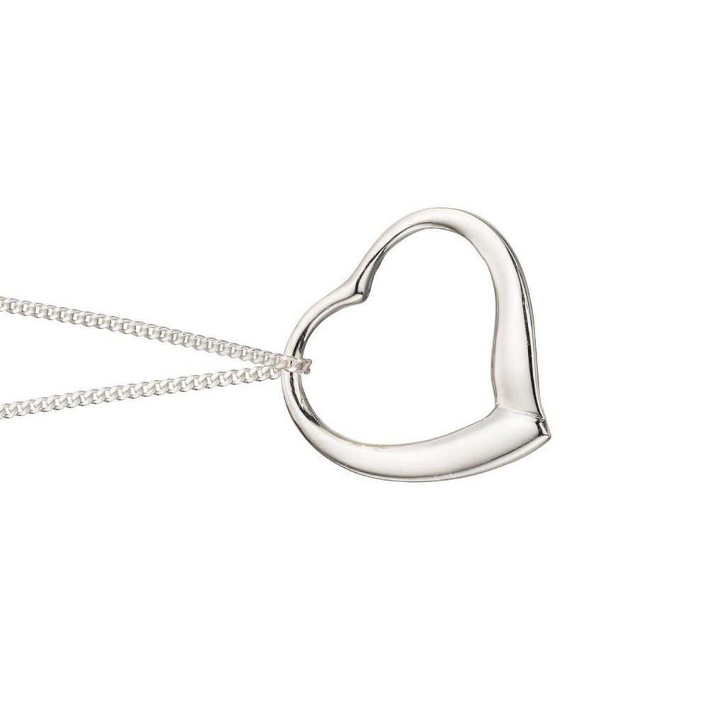Large Heart Necklace 925 Sterling Silver Hallmarked British Made Brand New