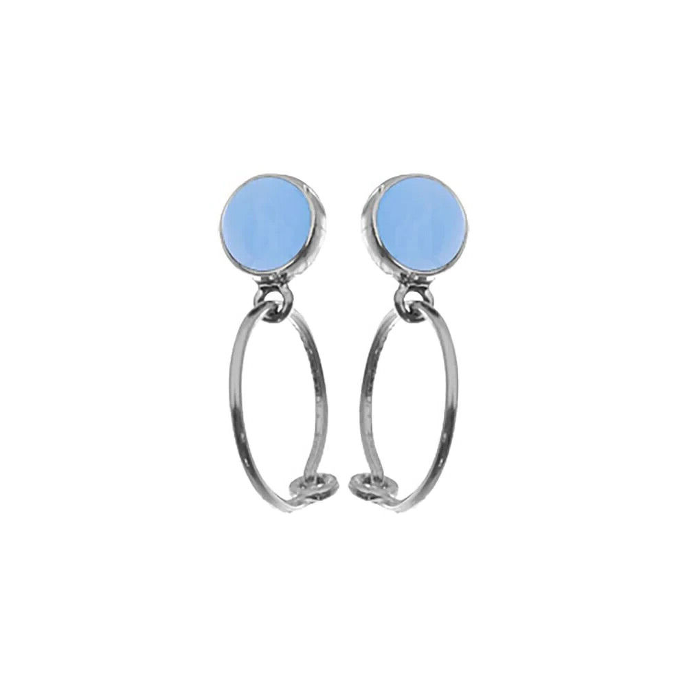 Round Chalcedony Hoop Earrings Sterling Silver 925 Hallmarked Brand New Boxed