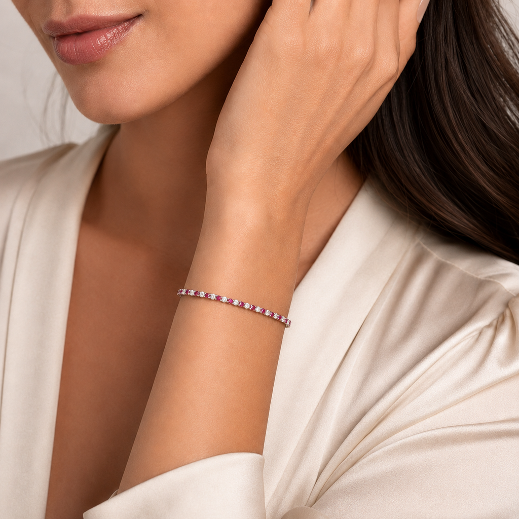 Natural Ruby Tennis Bracelet Sterling Silver 925 Hallmarked Brand New Boxed