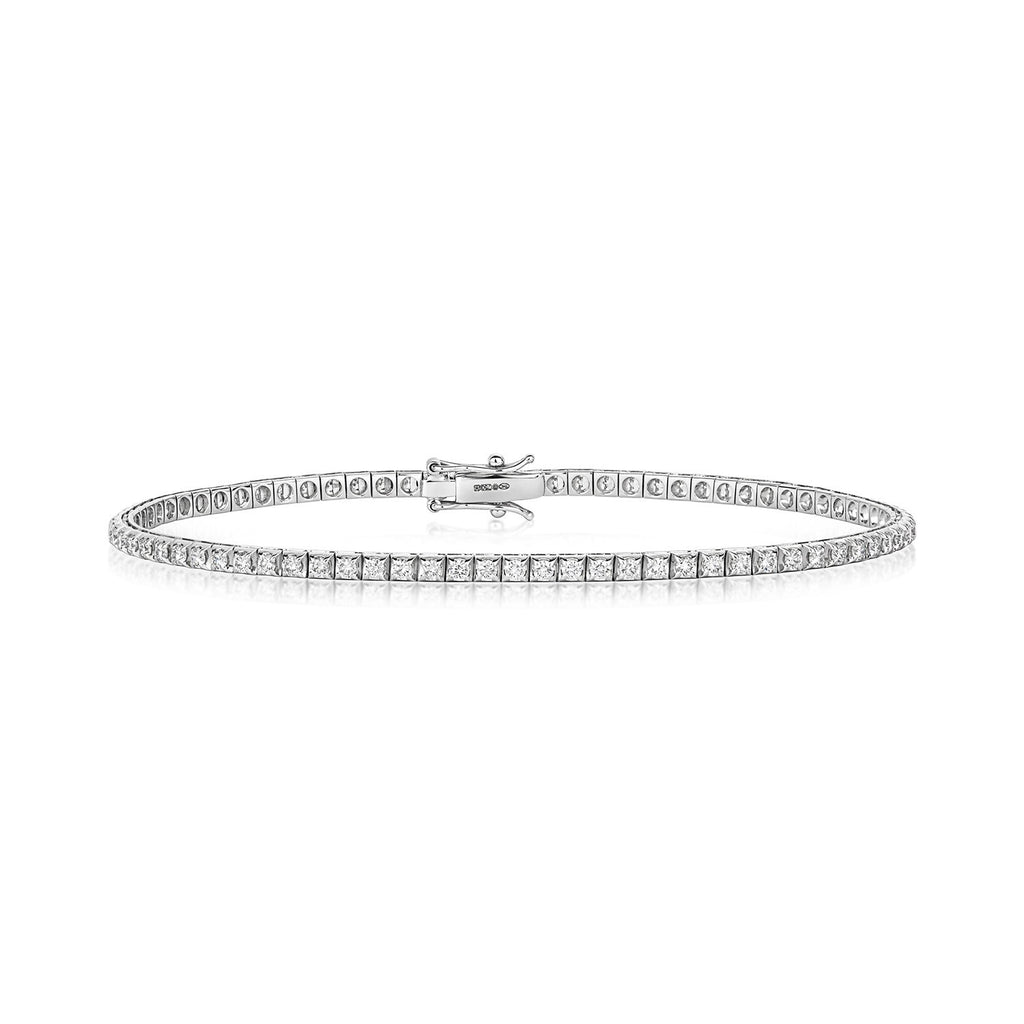 Natural Diamond 18ct White Gold Tennis Bracelet 375 Hallmarked British Made