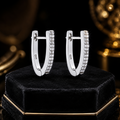 Zircon U Shape Hoop Earrings Sterling Silver 925 Hallmarked Brand New Boxed