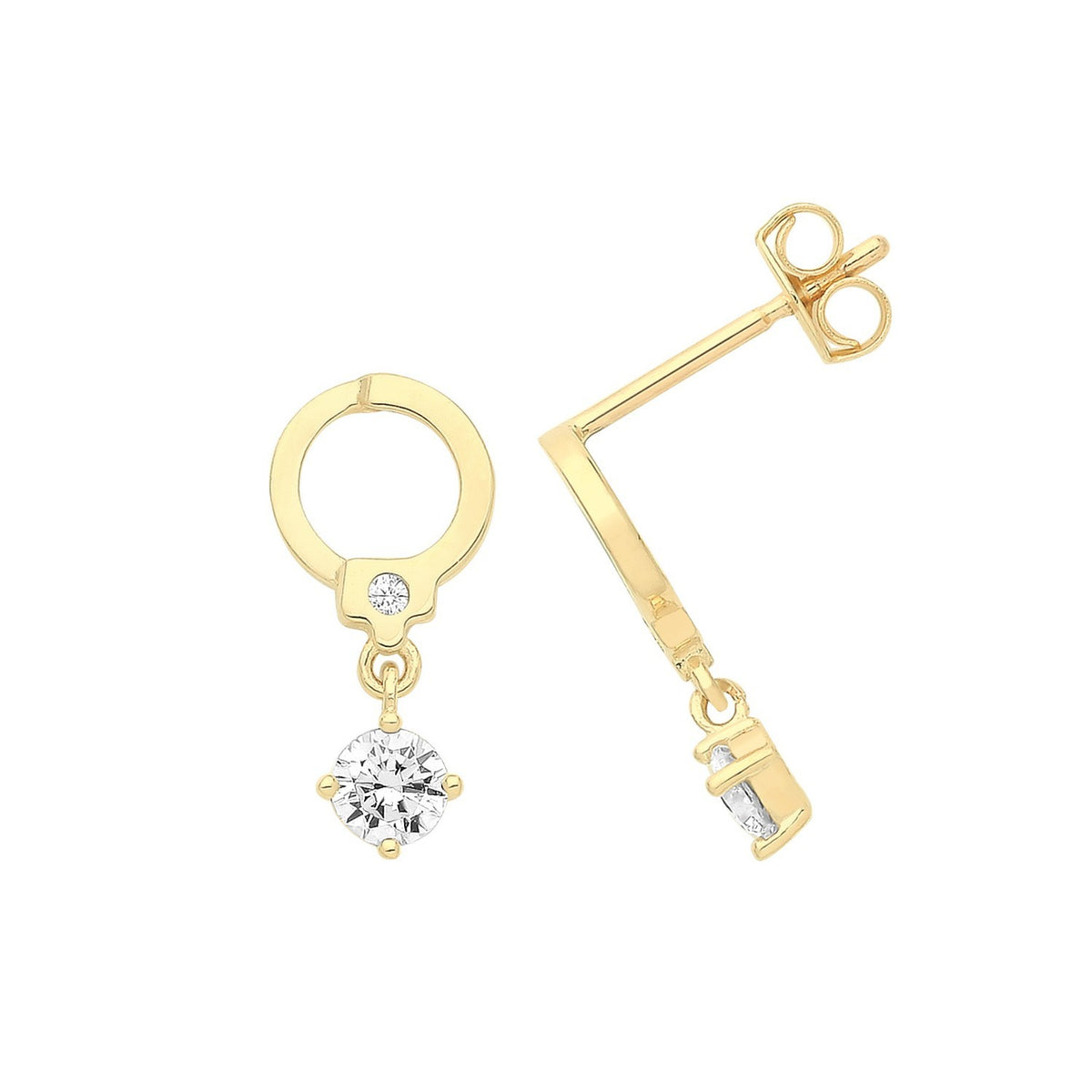 2 Stone Handcuff Drop Earrings 9ct Yellow Gold 375 Hallmarked Brand New Boxed