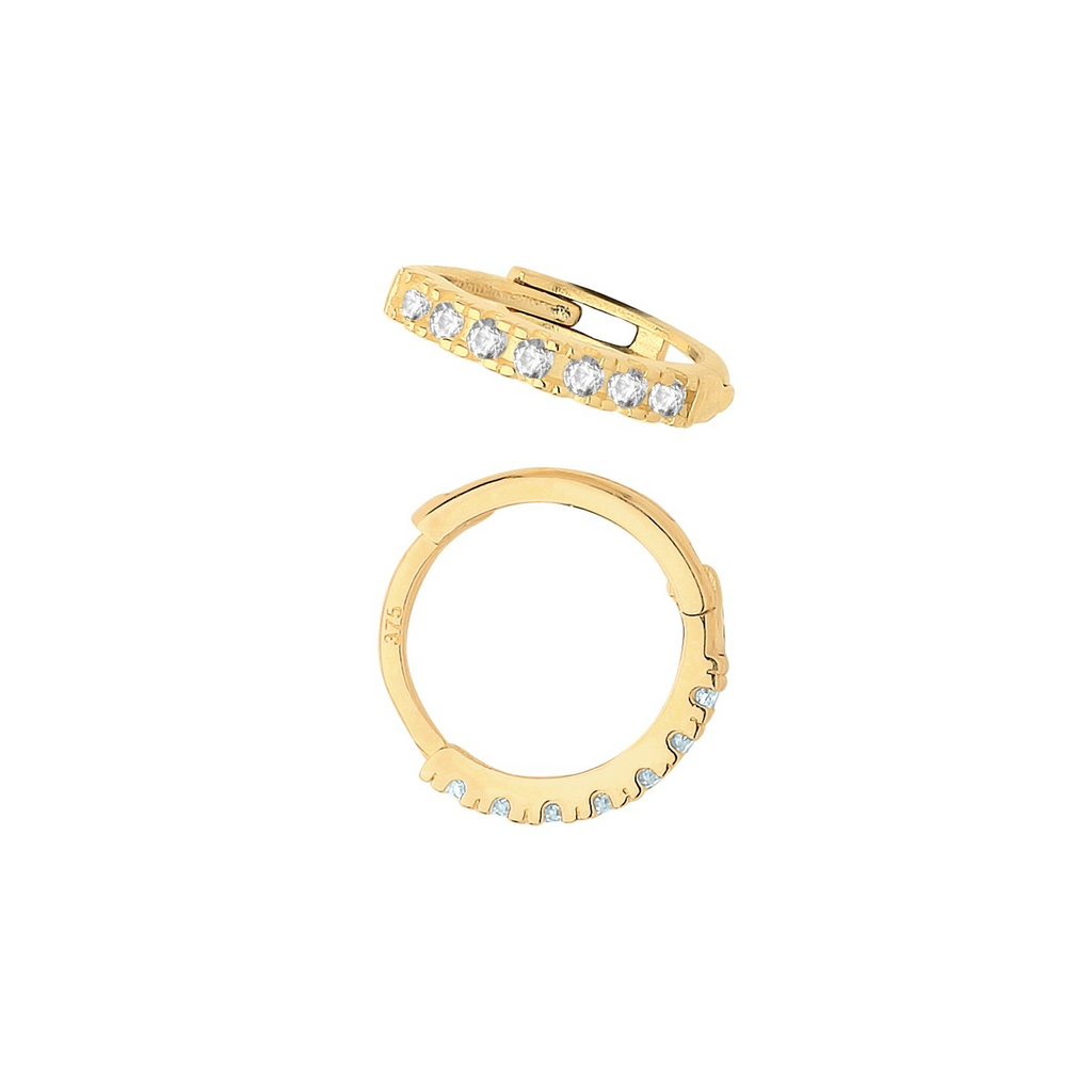 9ct Yellow Gold 5 Stone Hoop Earrings British Made 375 Hallmark Brand New Boxed