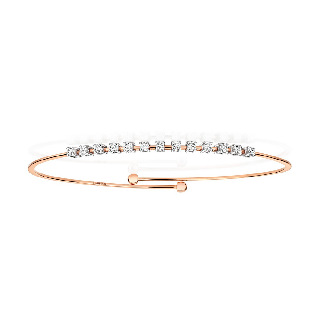 13 Natural Diamond 18ct Rose Gold Bangle 375 Hallmarked British Made