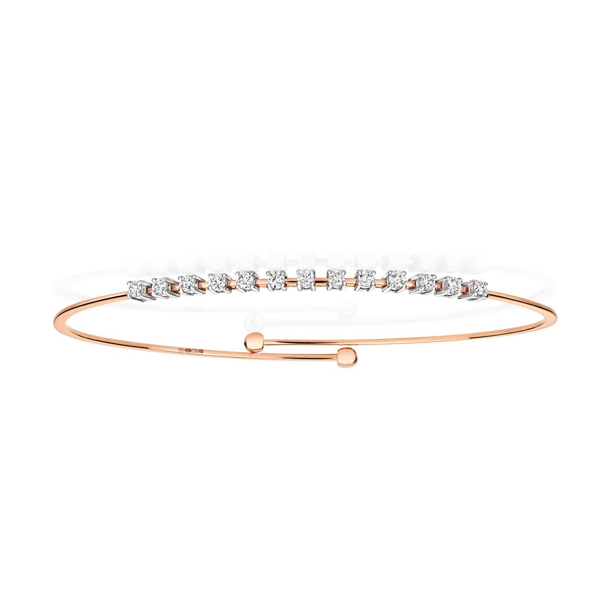 13 Natural Diamond 18ct Rose Gold Bangle 375 Hallmarked British Made
