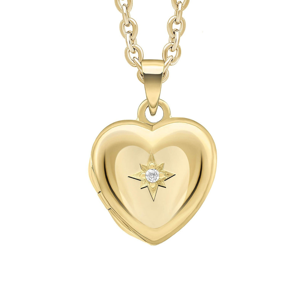 Starburst Locket 9ct Gold Plated Hallmarked All Chain Lengths British Made