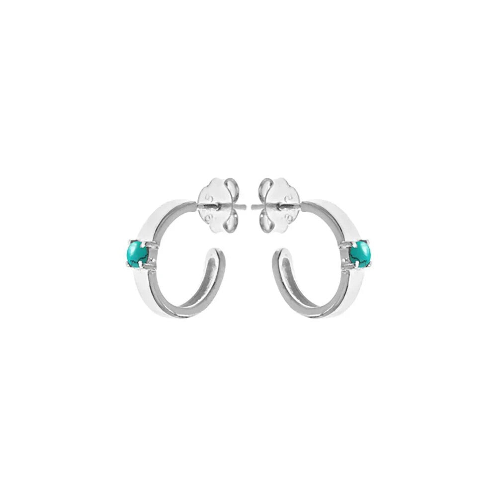 Turquoise Huggie Hoop Earrings Sterling Silver 925 Hallmarked Brand New Boxed