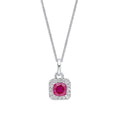 1950's Halo Ruby and Diamond Pendant 9ct White Gold 375 Hallmarked British Made