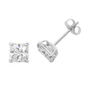 5mm Solitaire Cushion Stud Earrings 9ct White Gold 375 Hallmark Brand New Boxed