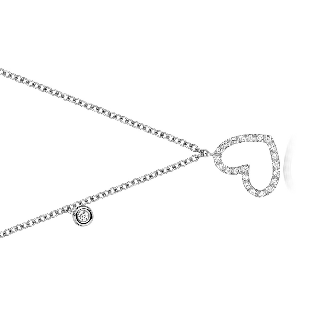 23 Natural Diamond Heart Necklace 18ct White Gold Hallmarked British Made