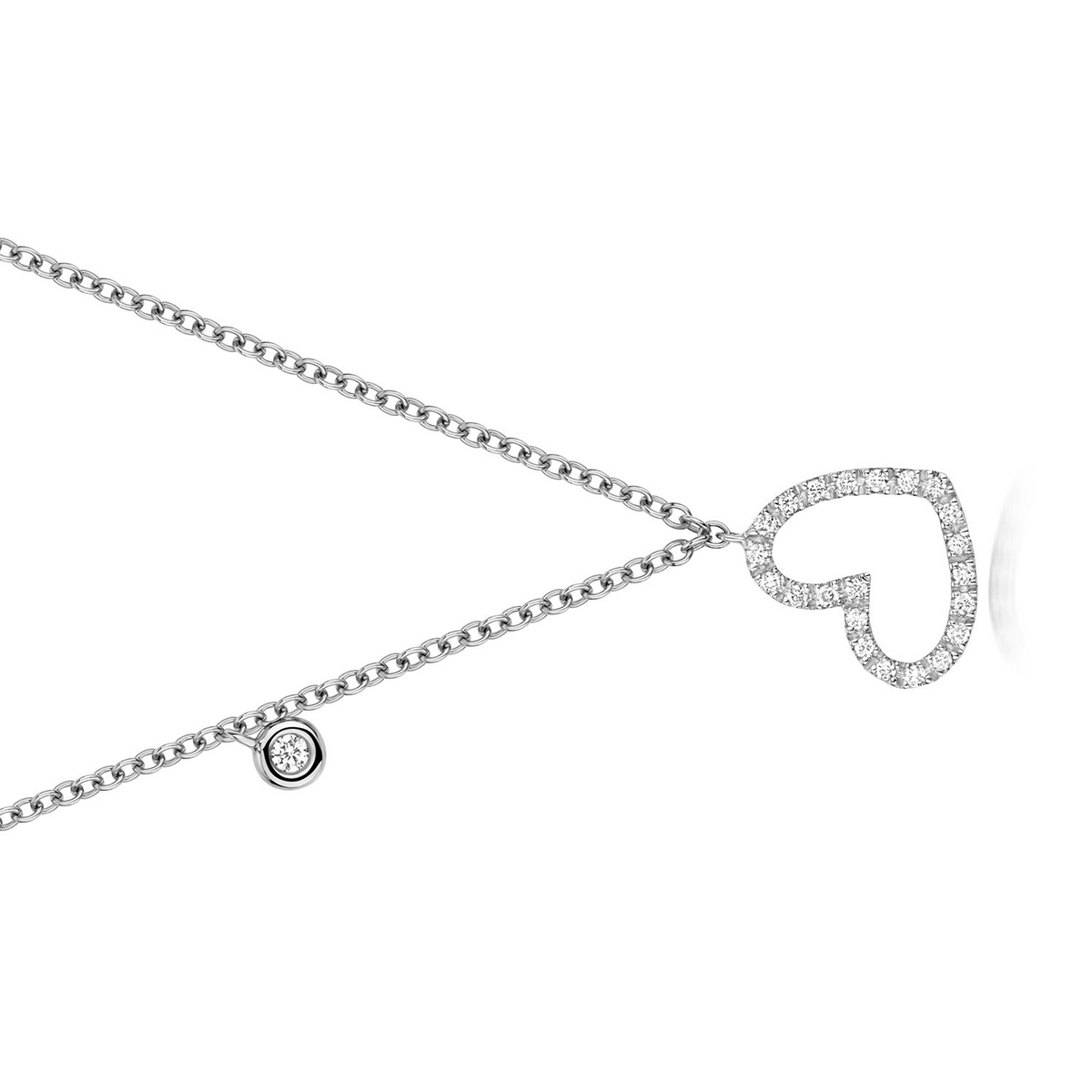 23 Natural Diamond Heart Necklace 18ct White Gold Hallmarked British Made