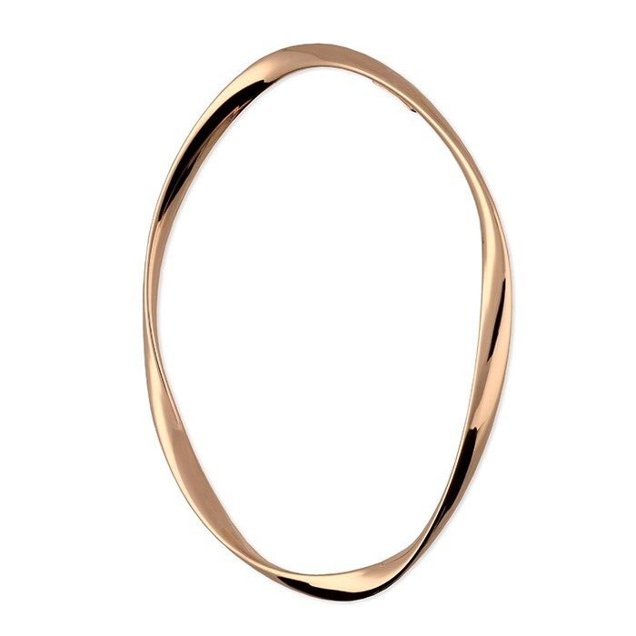 18ct Rose Gold Crossover Bangle On Sterling Silver British Made Hallmarked
