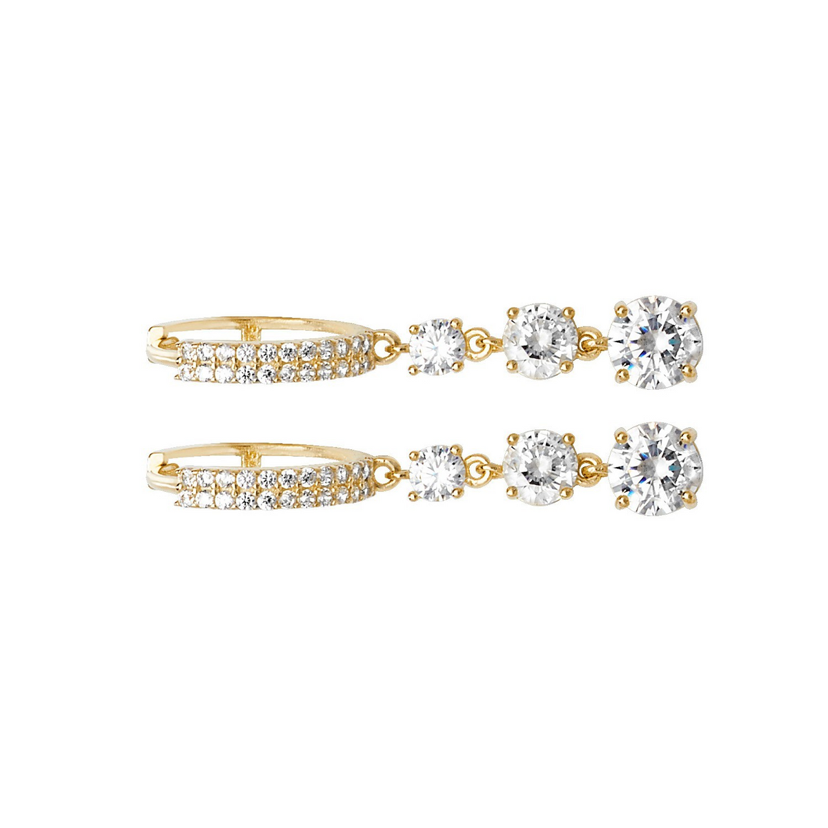 25 Stone Drop Hoop Earrings 9ct Yellow Gold 375 Hallmarked Brand New Boxed
