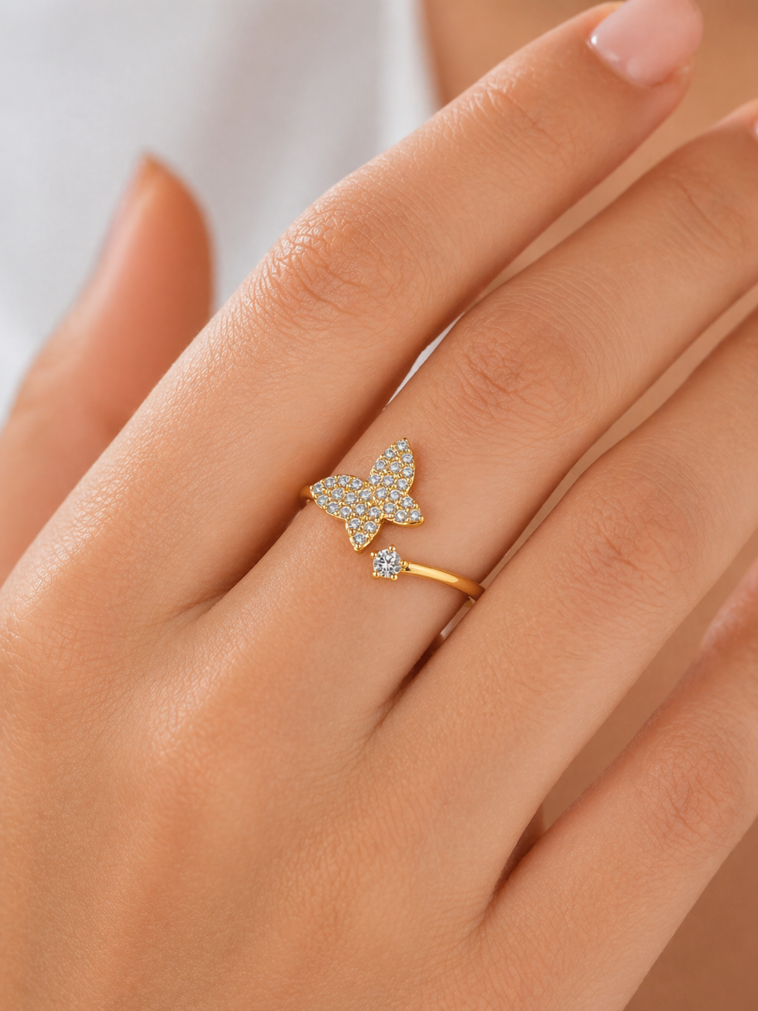 Butterfly Wrap Ring 9ct Yellow Gold Hallmarked Sizes J - R British Made