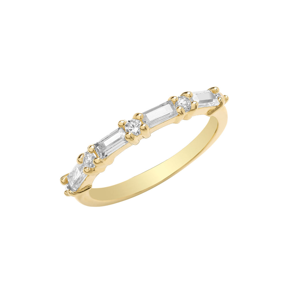 Baguette Half Eternity Ring 9ct Yellow Gold Hallmarked Sizes L - S  British Made
