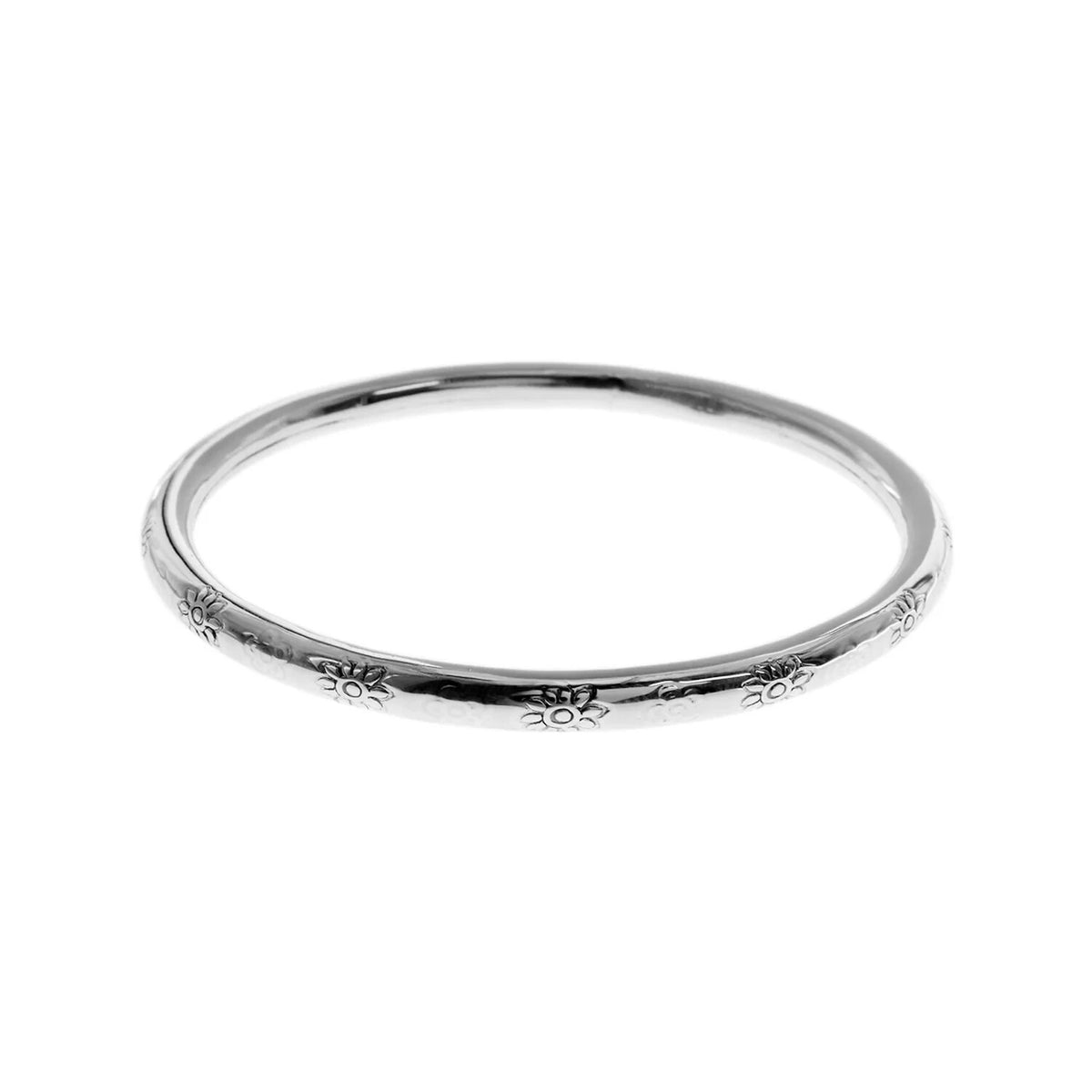 Sterling Silver Flower Bangle British Made 925 Hallmarked Brand New Boxed