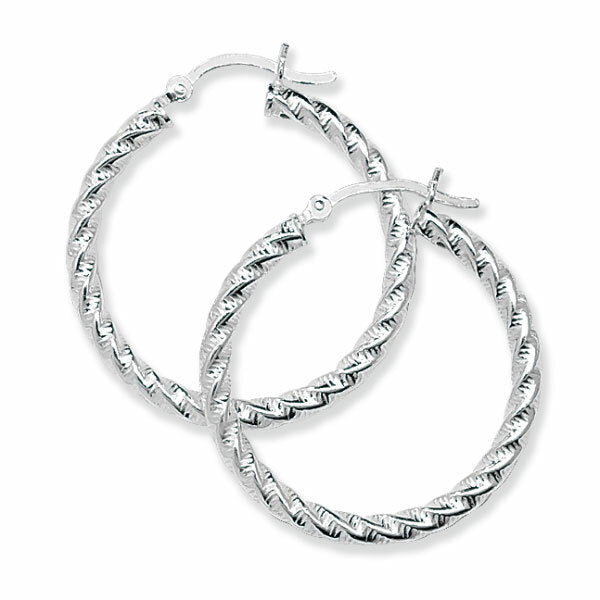 Sterling Silver Hoop Earrings 30mm 925 Hallmarked Creole Twist British Made
