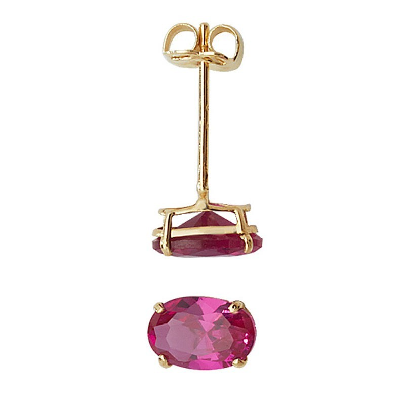 Oval Ruby Stud Earrings 9ct Yellow Gold 375 Hallmarked British Made Brand New