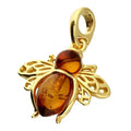 Amber Bumble Bee Pendant 24ct Yellow Gold Plated Hallmarked All Chain Lengths