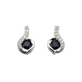 Sapphire & Diamond Swirl Earrings 9ct White Gold 375 Hallmarked British Made