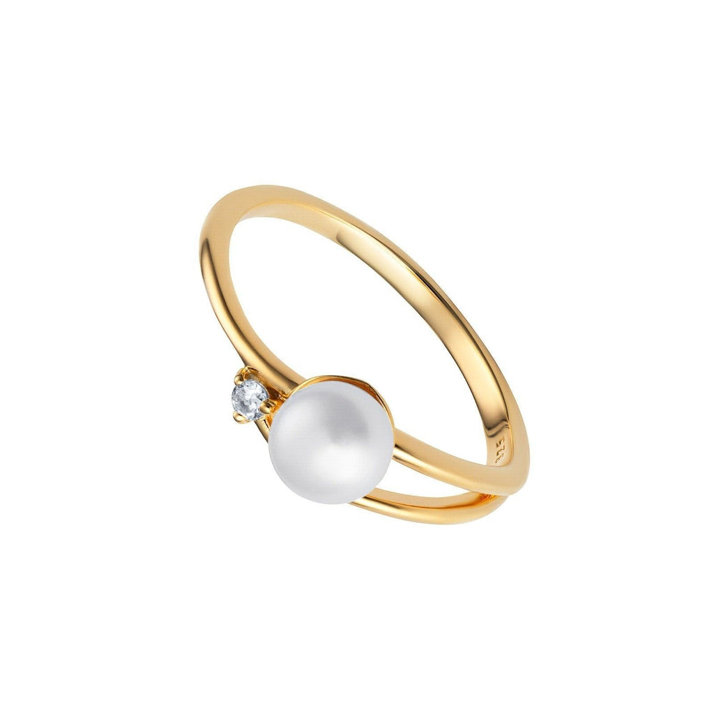 Pearl Wrap Ring 9ct Yellow Gold Plated Hallmarked Size J - R British Made
