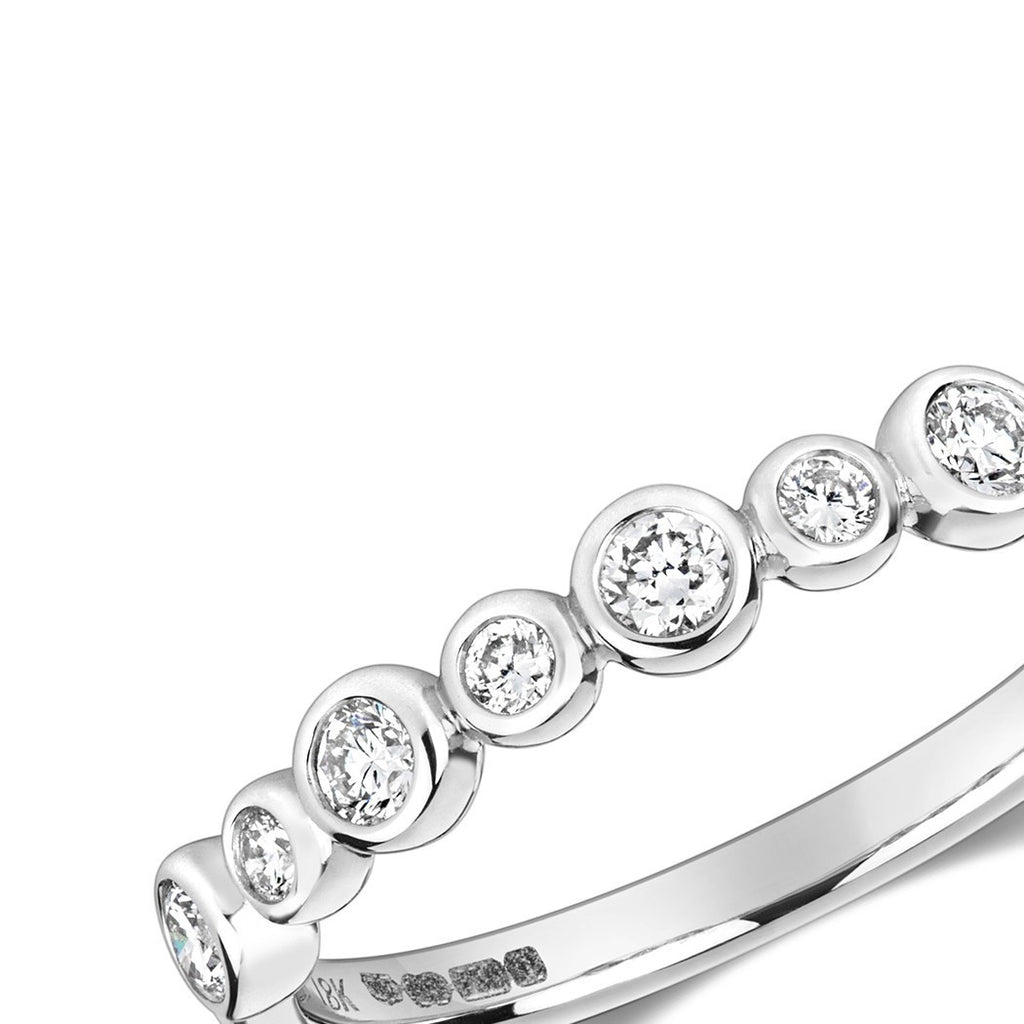 9 Natural Diamond Flush Eternity Ring 18ct White Gold Hallmarked Sizes J - Q