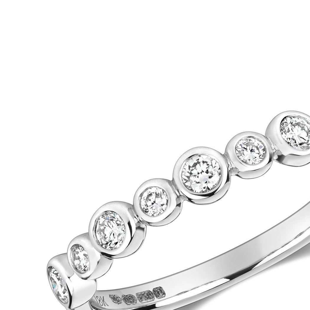 9 Natural Diamond Flush Eternity Ring 18ct White Gold Hallmarked Sizes J - Q