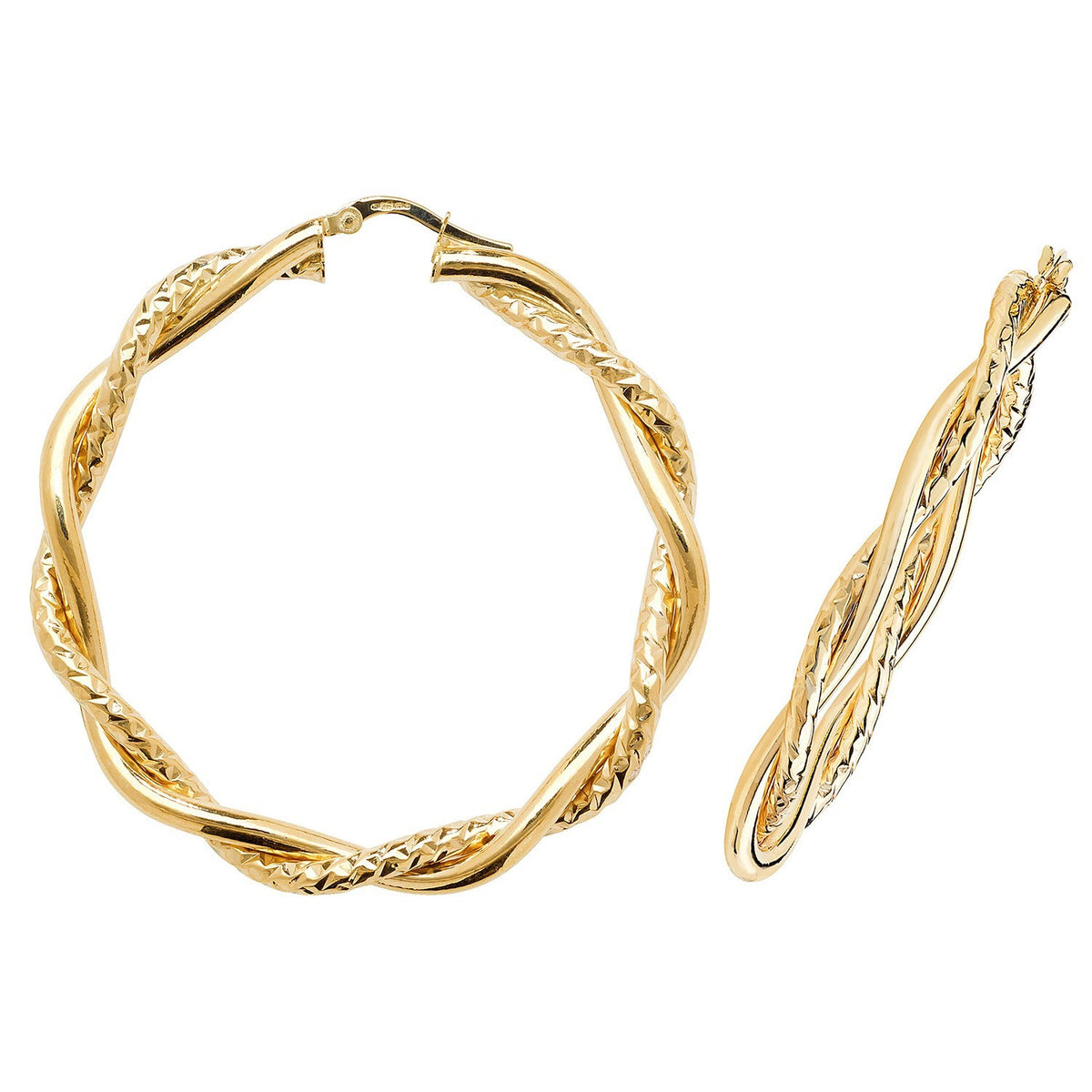 9ct Yellow Gold Vintage Twist Hoop Earrings 375 Hallmarked 15mm - 60mm Diameter