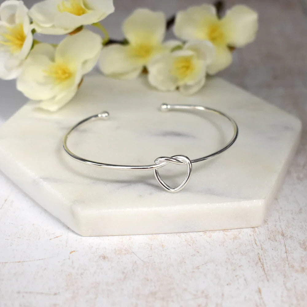 Sterling Silver Heart Bangle British Made 925 Hallmarked Brand New Boxed