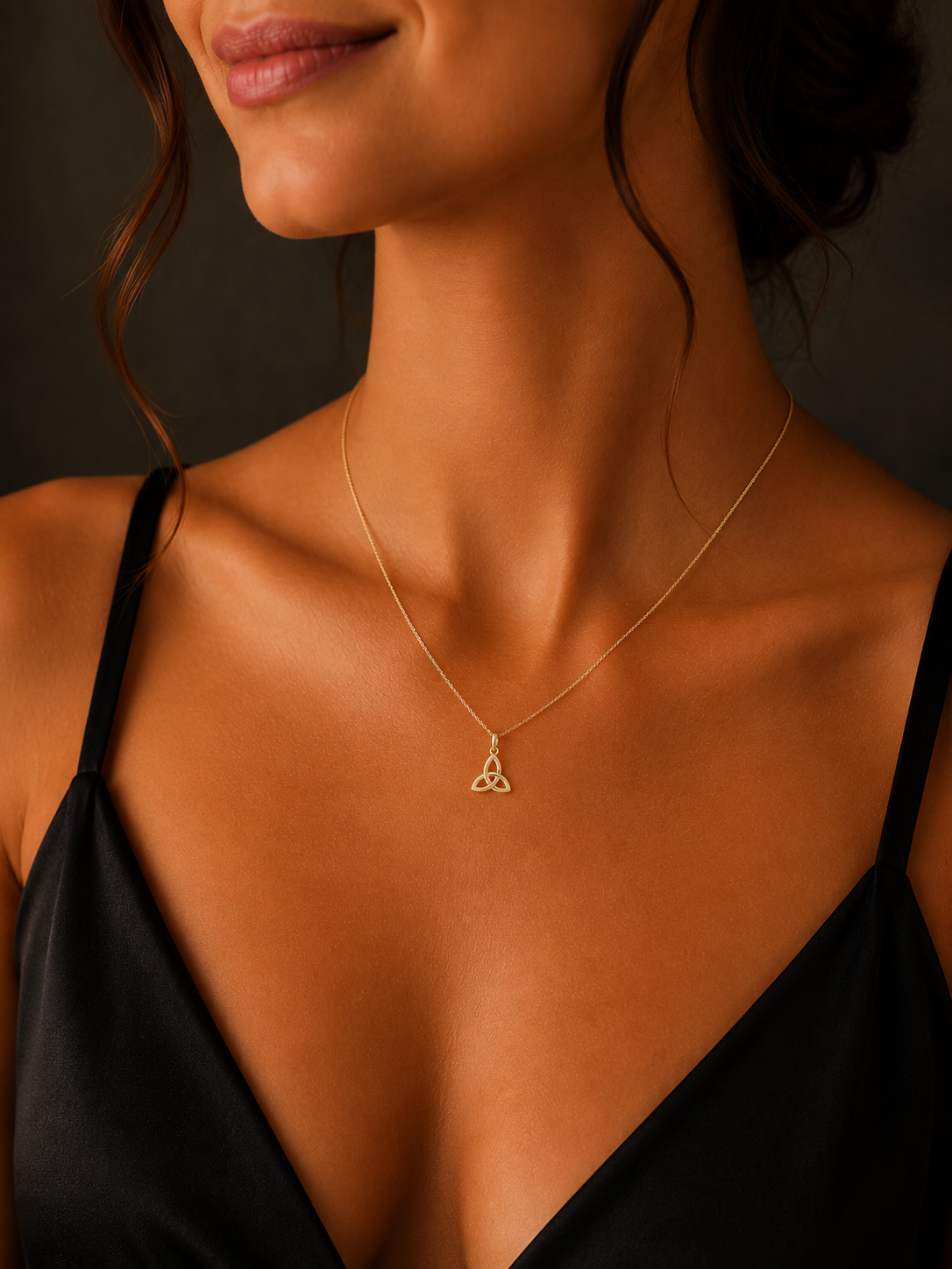 Yellow Gold Trinity Knot Pendant Hallmarked British Made All Chain Lengths