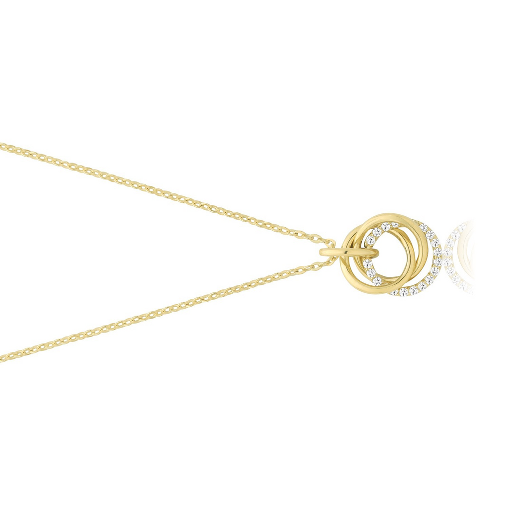 Ladies Interlocking Circle Necklace 9ct Yellow Gold 375 Hallmarked British Made