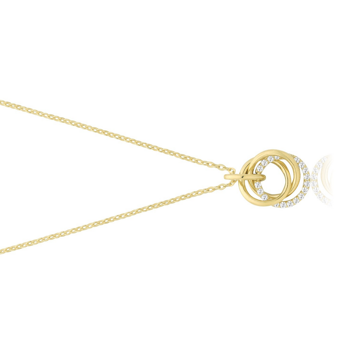 Ladies Interlocking Circle Necklace 9ct Yellow Gold 375 Hallmarked British Made