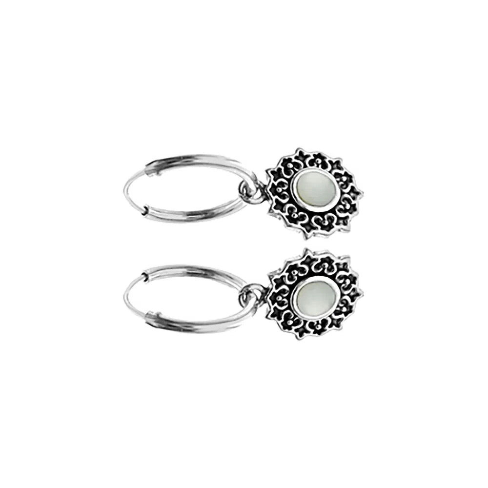 Pearl Sunburst Hoop Earrings Sterling Silver 925 Hallmarked Brand New Boxed