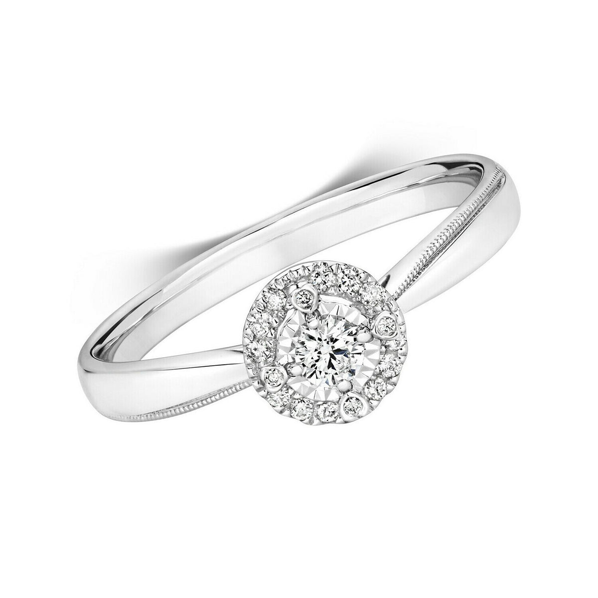 Natural Diamond Ring 9ct White Gold Fully Hallmarked Sizes J - Q