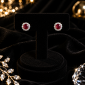 Garnet Gemstone Earrings Solid Sterling Silver 925 Hallmark Brand New Boxed