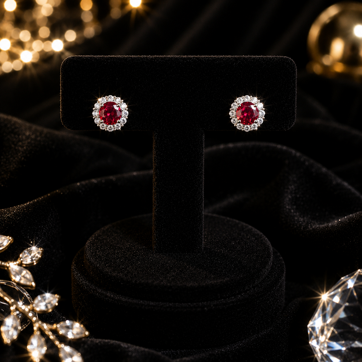 Garnet Gemstone Earrings Solid Sterling Silver 925 Hallmark Brand New Boxed