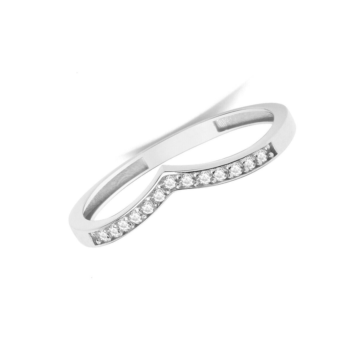 Wishbone Ring 9ct White Gold Eternity Wedding Band Hallmarked Sizes J - T