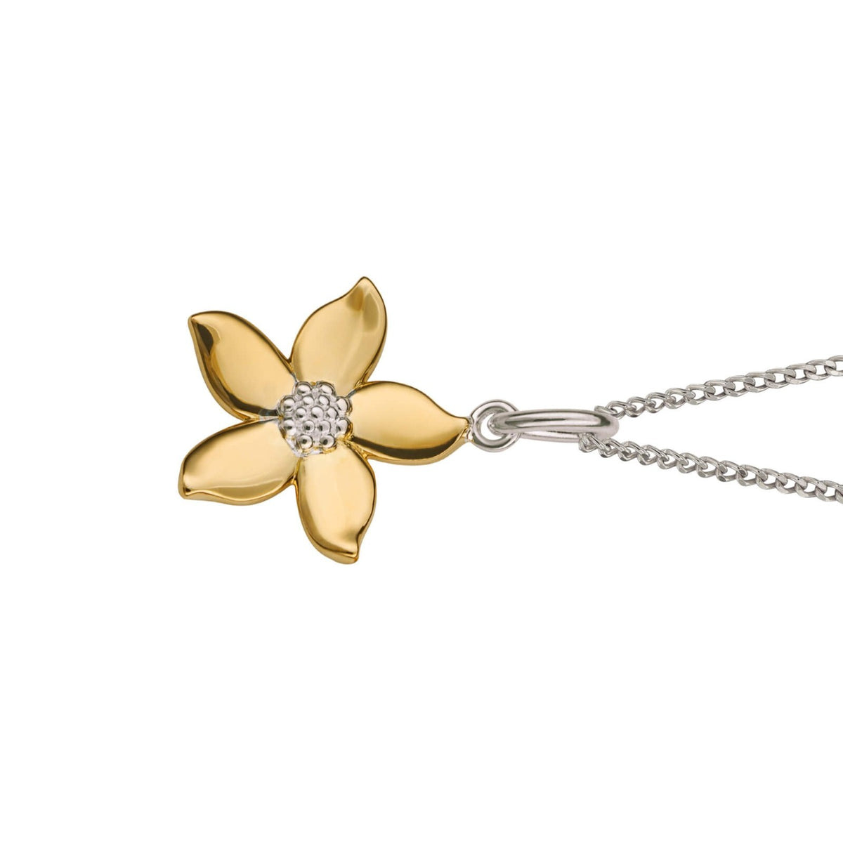 Jasmine Flower Pendant 9ct Yellow Gold Plated Hallmarked All Chain Lengths