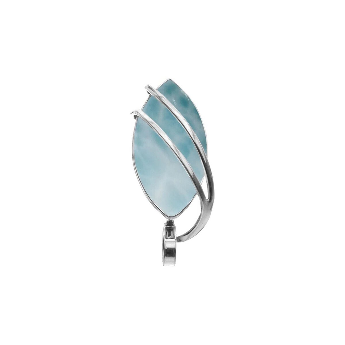 Strand Oval Blue Larimar Pendant Sterling Silver 925 Hallmark All Chain Lengths